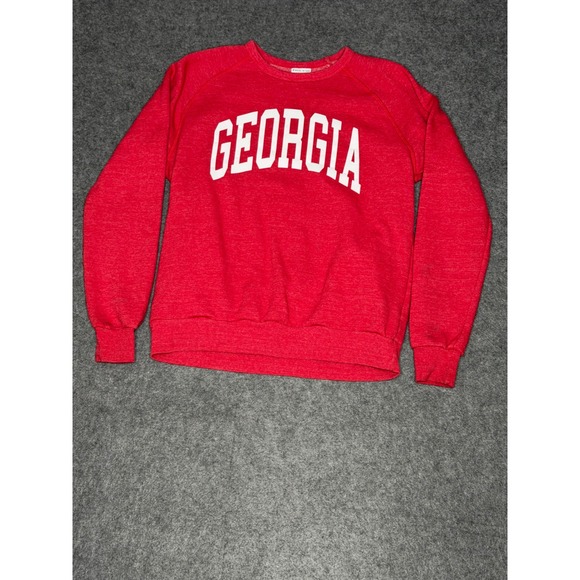 Where I'm From Georgia Sweatshirt Red Heather Raglan Pullover Small Men Made Usa